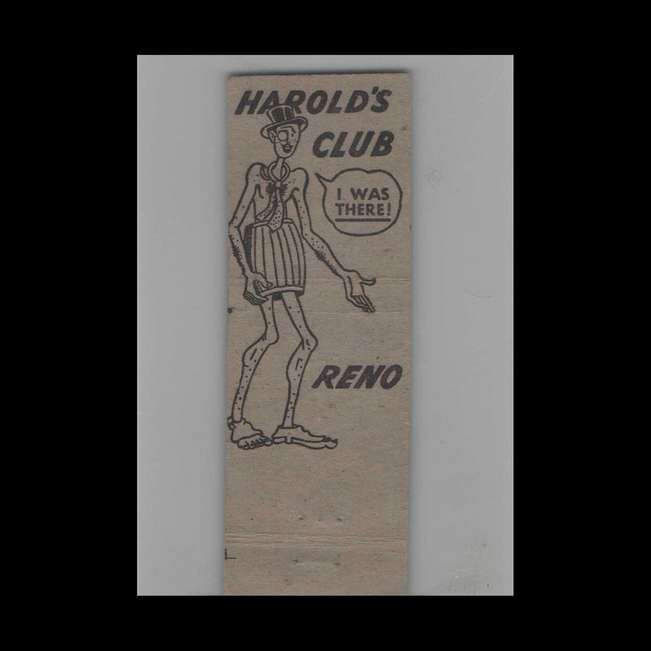 Full Length Matchbook Cover Harolds Club Reno NV Full Length Matchbook Cover Harolds Club Reno NV