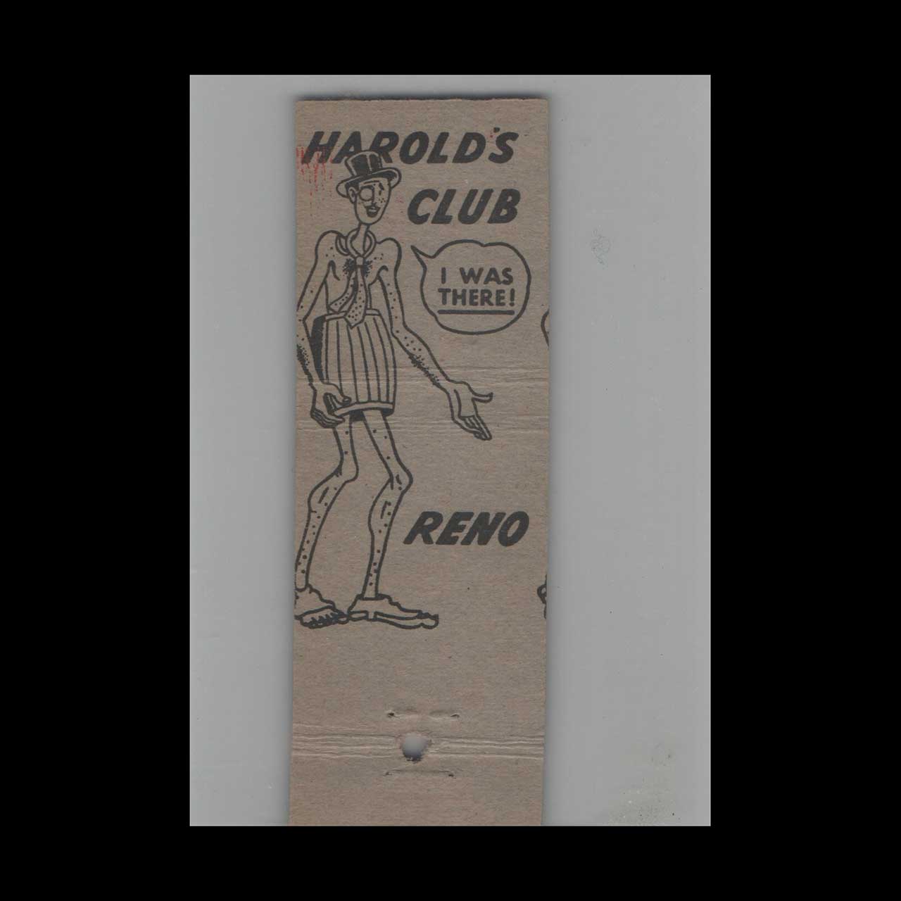 Full Length Matchbook Cover Harolds Club Reno NV Full Length Matchbook Cover Harolds Club Reno NV