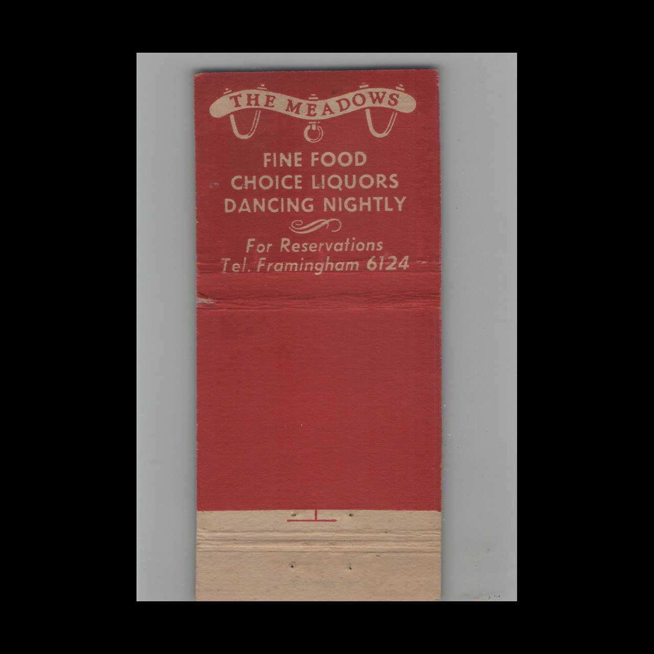 Full Length Matchbook Cover The Meadows Framingham MA Full Length Matchbook Cover The Meadows Framingham MA