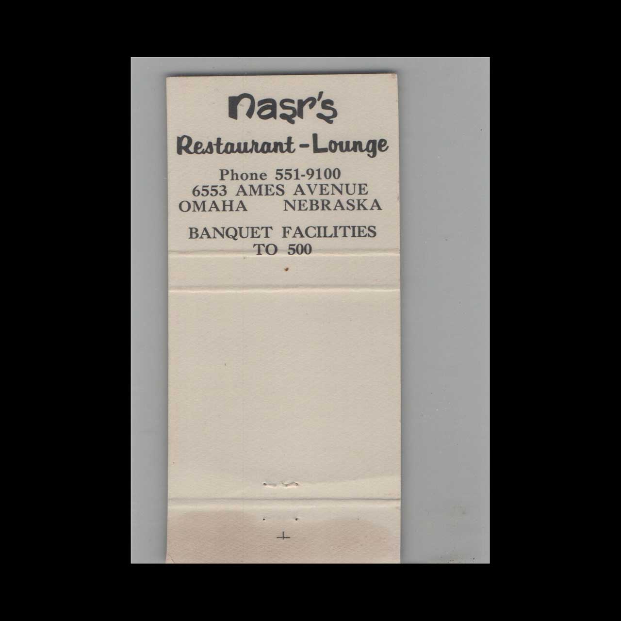 Full Length Matchbook Cover Nasrs Restaurant Omaha NE Full Length Matchbook Cover Nasrs Restaurant Omaha NE