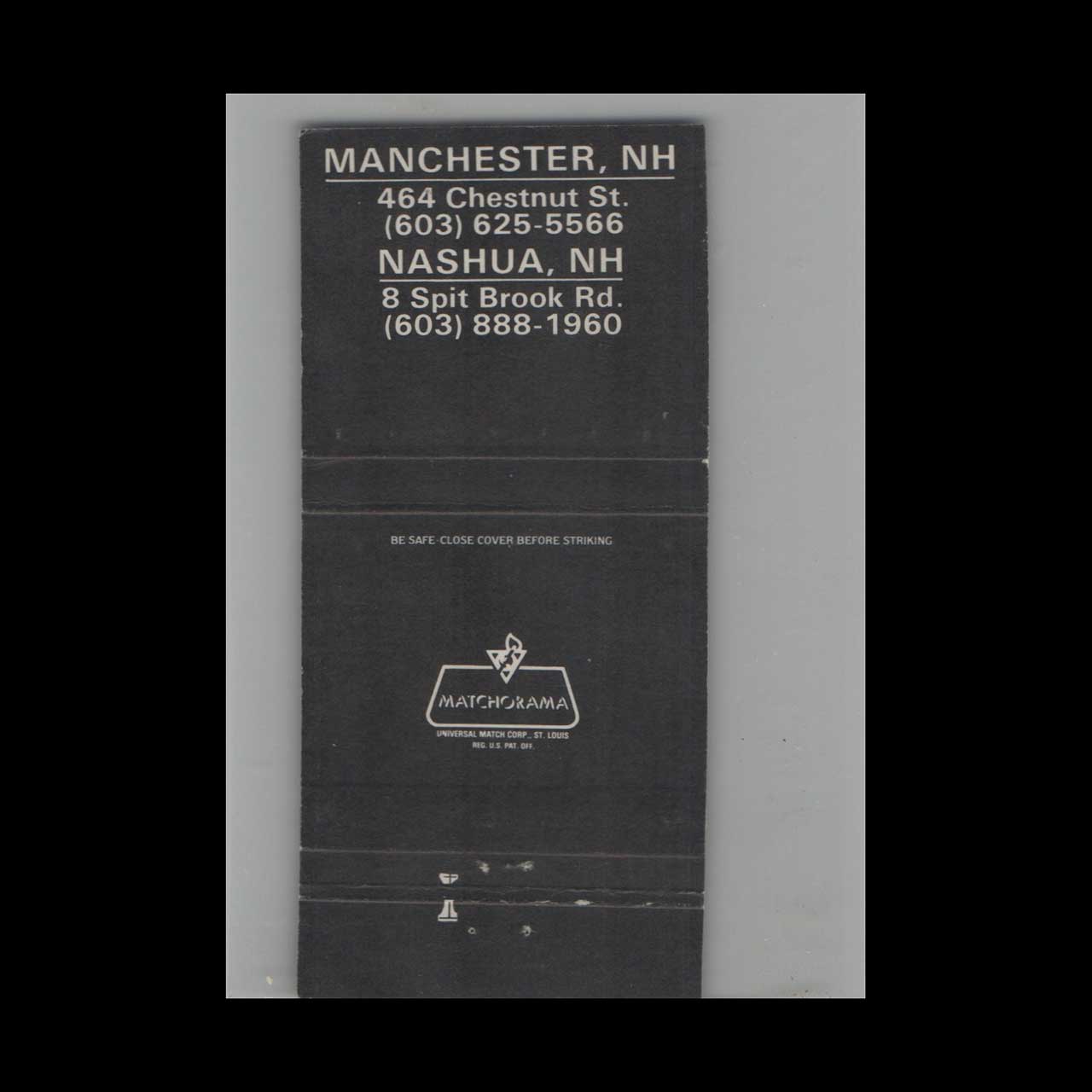 Full Length Matchbook Cover Chestnuts Restaurant Nashua NH Full Length Matchbook Cover Chestnuts Restaurant Nashua NH