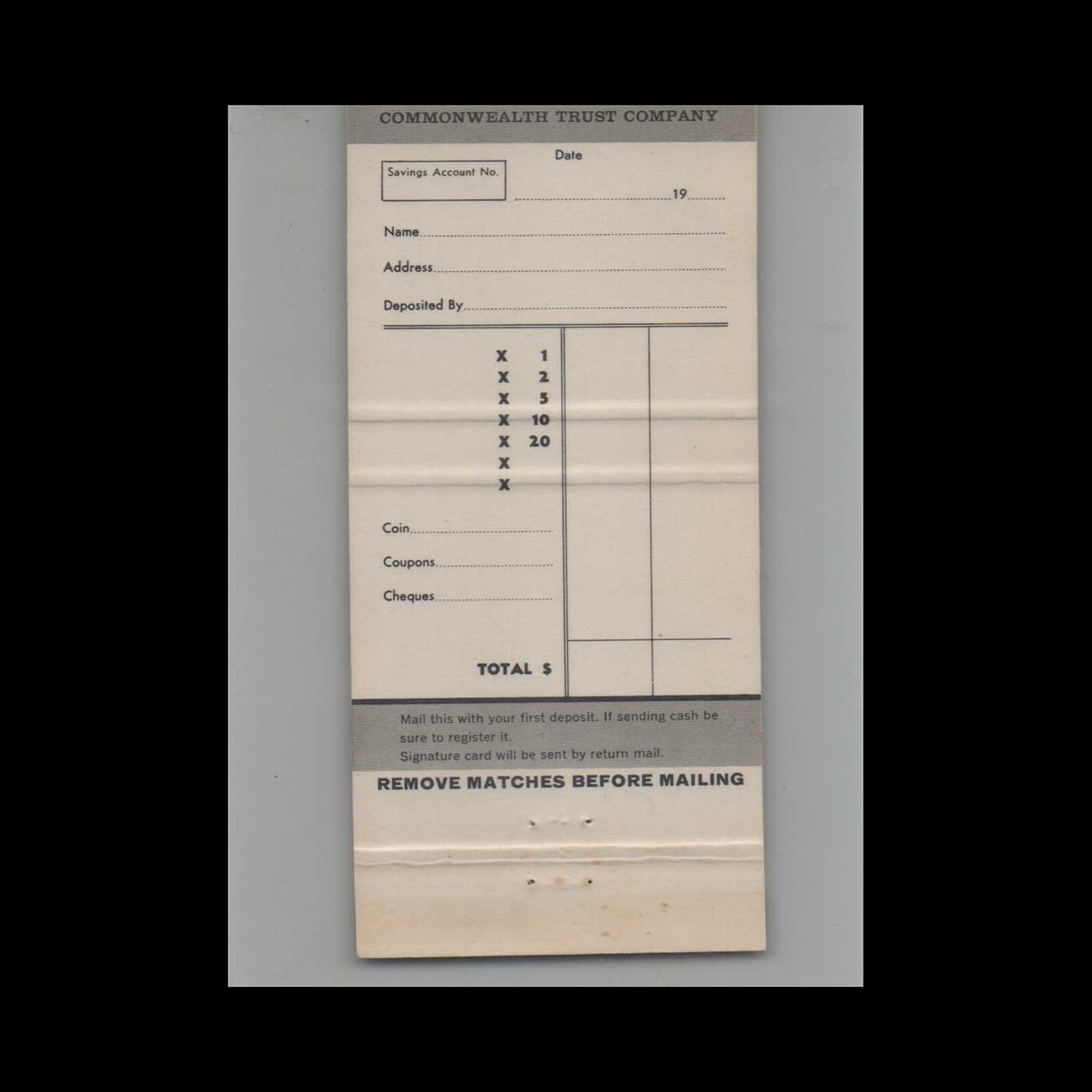 Full Length Matchbook Cover Commonwealth Trust Company Vancouver BC Full Length Matchbook Cover Commonwealth Trust Company Vancouver BC