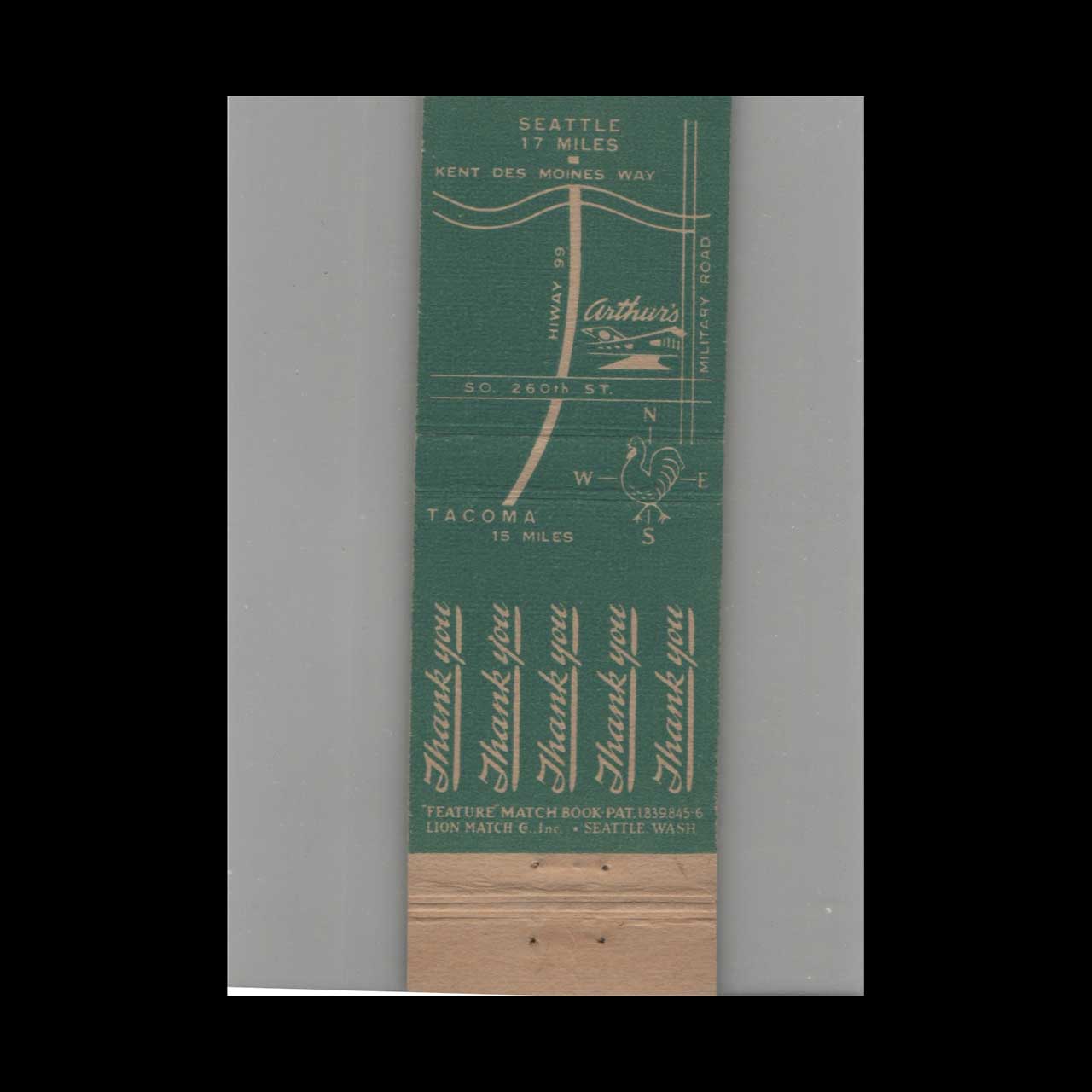 Arthurs Butter Kist Chicken Matchbook Cover Des Moines Arthurs Butter Kist Chicken Matchbook Cover Des Moines