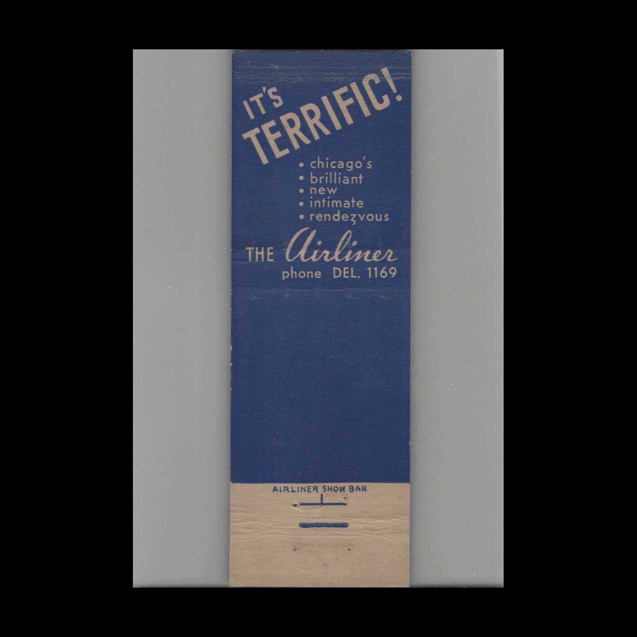 Matchbook Cover The Airliner Showbar Chicago IL Matchbook Cover The Airliner Showbar Chicago IL