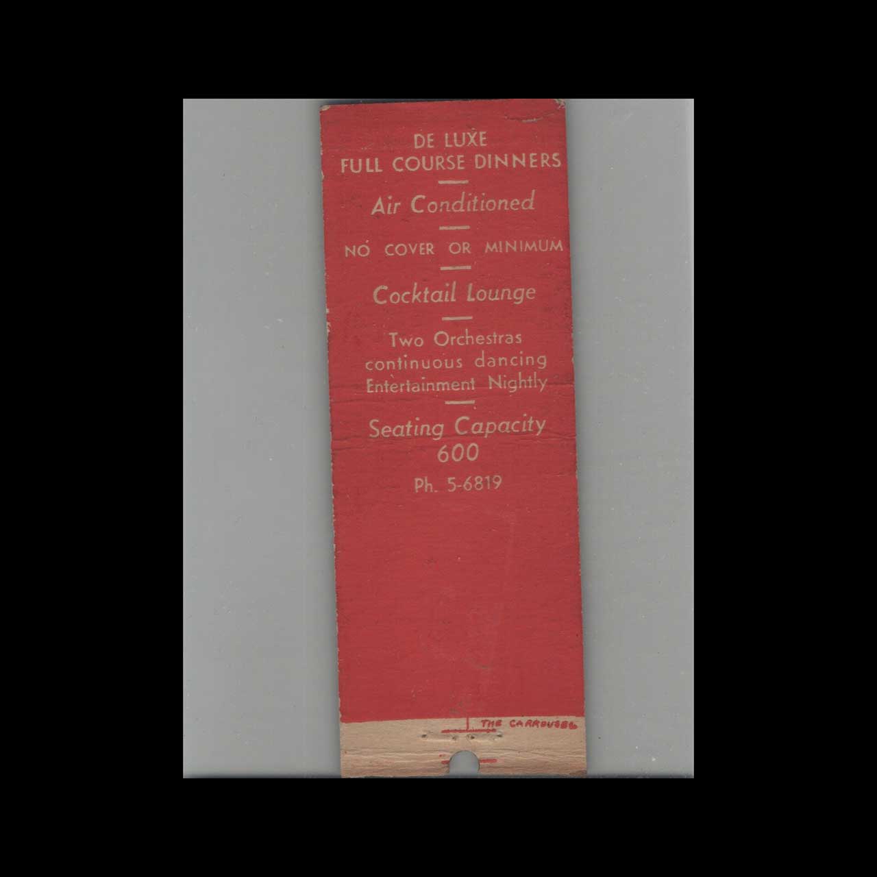 Ben Brooks Carousel Restaurant Matchbook Cover Miami Beach Ben Brooks Carousel Restaurant Matchbook Cover Miami Beach