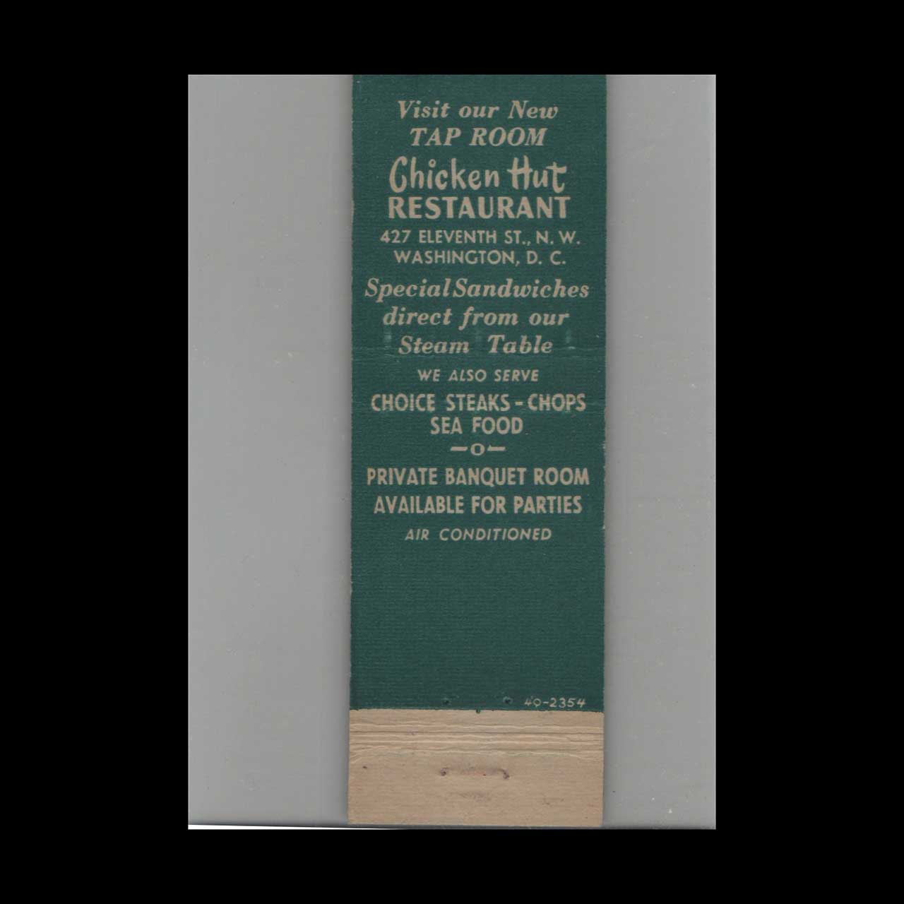 Chicken Hut Restaurant Matchbook Cover Washington DC Chicken Hut Restaurant Matchbook Cover Washington DC